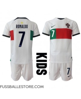 Günstige Portugal Cristiano Ronaldo #7 Auswärts Trikotsatzt Kinder WM 2022 Kurzarm (+ Kurze Hosen)